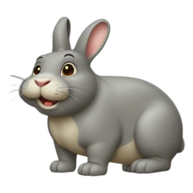 Lapin avec un hippopotame sticker