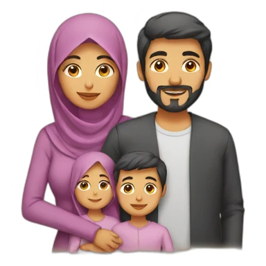 Muslim family with two sons and new born sticker
