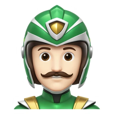 White version of the green power ranger with a brown mustache, green helmet sticker