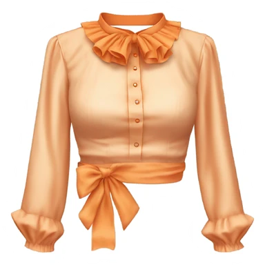 Realistic orange cut out crop top blouse. Ruffles. Isolated. Fancy sash sticker
