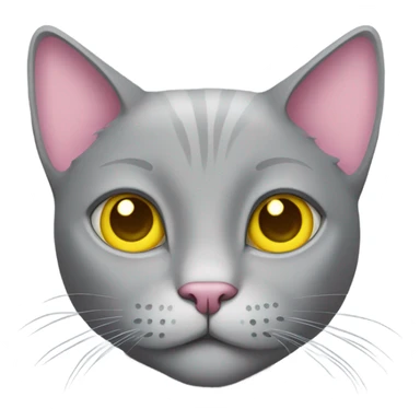 Grey cat with yellow eyes and a pink shirt sticker