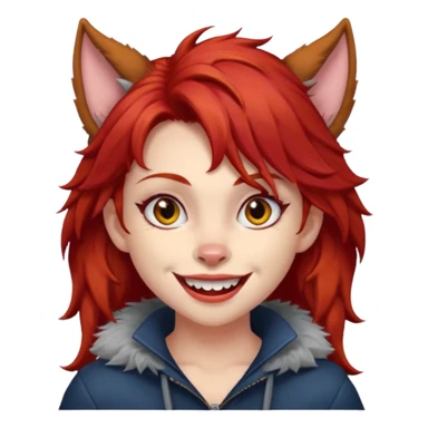 Werewolf red hair girl with a smile sticker