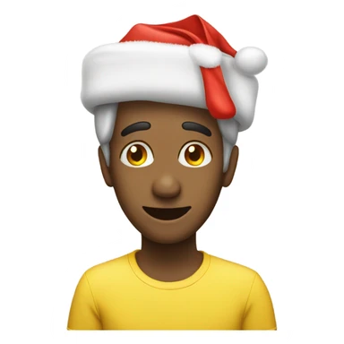 A yellow good morning emoji with Christmas hat sticker