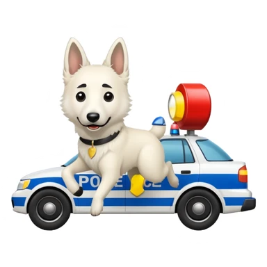 White belgian Shepard Fleeing from police car sticker