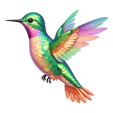 mostly peach pink and yellow-green, mint humming bird sticker