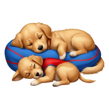 Spider-Man Golden Retriever sleeping together sticker