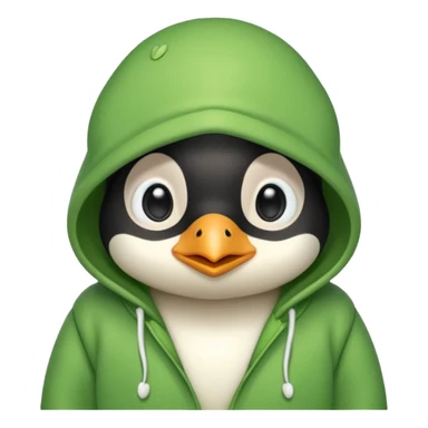 A cute penguin with a frog hoodie sticker