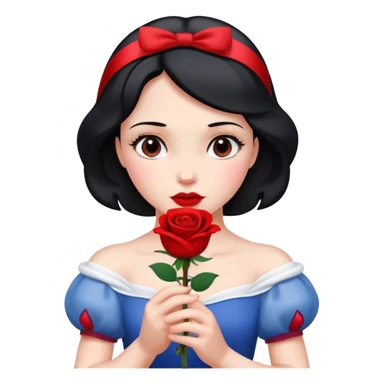 Snow White princess holding a red rose sticker