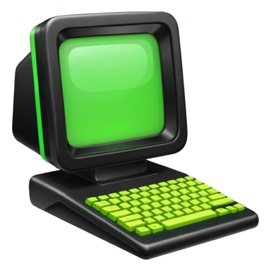 mac os icon code transpiler compiler terminal, black and green, retro sticker