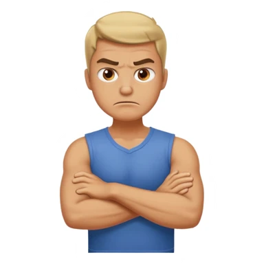 Arms crossed holding neck angry guy sticker