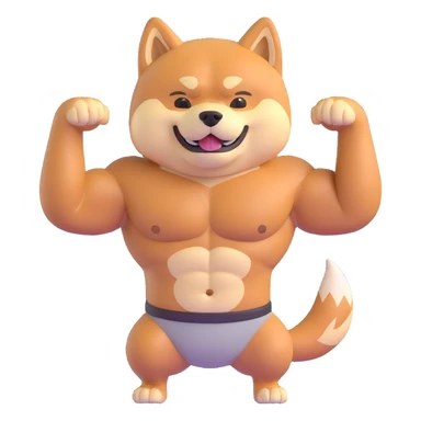 shiba inu, with muscles and abs sticker