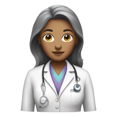 Female doctor with a light purple scrub sticker