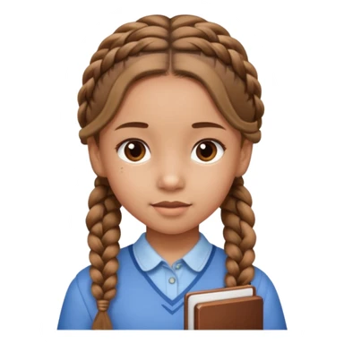 brown braid hair girl kid, student sticker