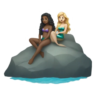 Mermaids sitting on a rock  sticker