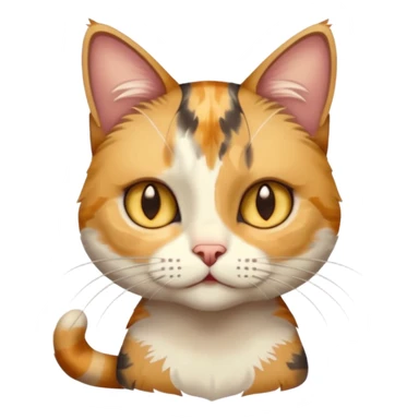 full body anxious looking colourful light calico tabby cat with hazel eyes and very patchy calico fur sticker