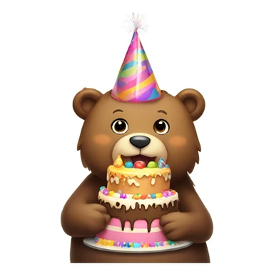 Bear celebrating her birthday sticker