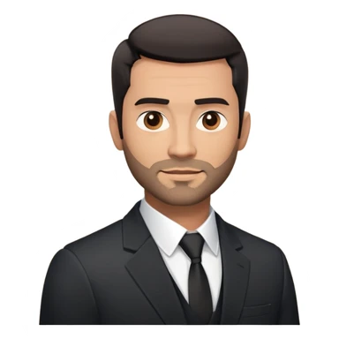 Good-looking robust man in his mid-40s with light brown skin tone, short black hair with evident fade cut, 5 o'clock shadow/scruff instead of beard, strong square face, approachable TV host expression, black blazer left open showing white buttoned shirt sticker