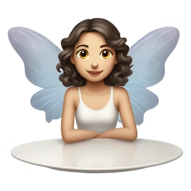 Brunette girl with fairy wings on platter sticker