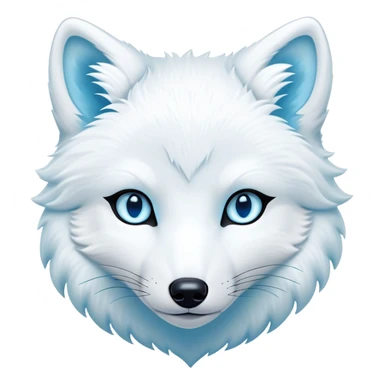 Cinematic Noble Arctic Fox Portrait Emoji, Poised and regal, with a compact, agile build and a luxurious, pure white Fur accented by a subtle hint of icy blue, deep-set soulful piercing eyes, Simplified yet sharp and sophisticated features, highly detailed, glowing with a soft, dignified glow, high shine, intelligent and cunning, stylized with an air of arctic elegance, focused and attentive, soft glowing outline, capturing the essence of a watchful and confident fox, so majestic it feels as though it could dash out of the screen with effortless authority! sticker