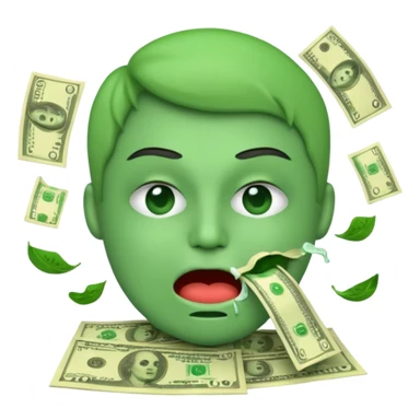 🤑 Money-Mouth Face Emoji, but vomiting instead of a tongue sticking out
 sticker