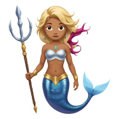 Mermaid with Trident – Warrior brown skin, blonde hair mermaid with weapon sticker