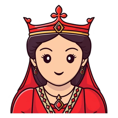 Ottoman queen with red dress and crown, imperial Turkish royal attire sticker