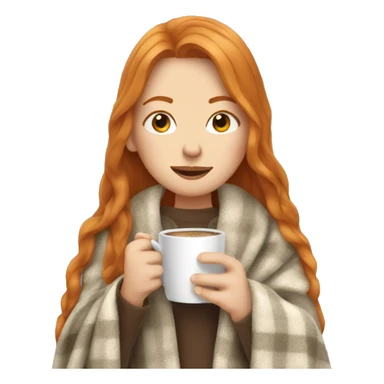 ginger long hair white girl wearing blanket sipping coffee sticker