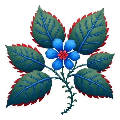 dull green leaves & red & blue flowers filigree design, leaf shapes, flower shapes, nature shapes, toxic nature, toxic plants sticker