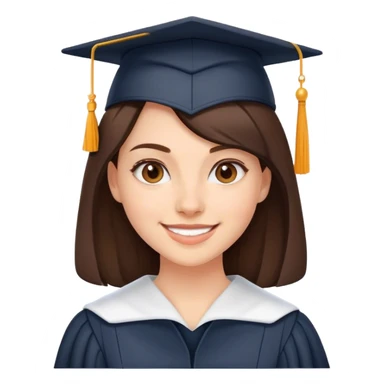 a brunette white beautiful girl who is a graduate student from university smiling and being proud sticker