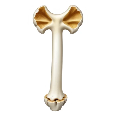 a femur bone with osteoporosis sticker