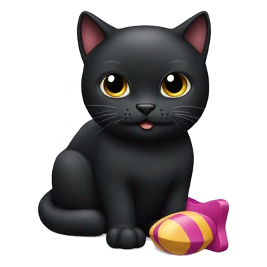 Black cat with toy sticker