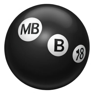Black pull Ball with MB written on it. Nothing else no holes. sticker