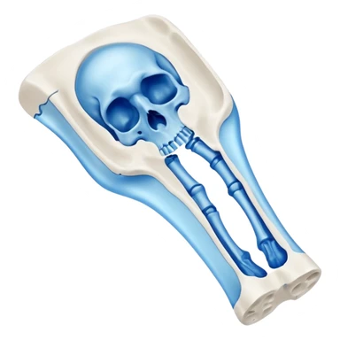 3D render of Broken Bone Cast, X-Ray imaging aesthetic, translucent materials showing internal structure, white plaster cast with a blue ghost overlay showing the break, medical scan style, emoji style, isolated on white background --v 6.0. sticker