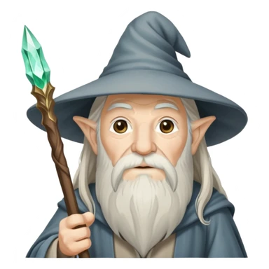 Gandalf the wizard with long white beard, pointy hat, and staff sticker