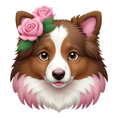 Mini aussie mix with a rose sticker