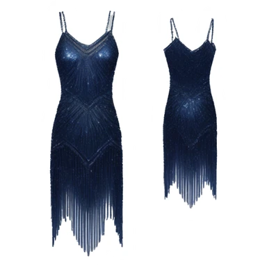 Navy blue sparkly flapper style dress with thin straps sticker