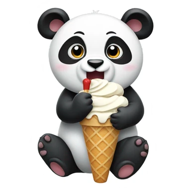 Panda eating ice cream sticker