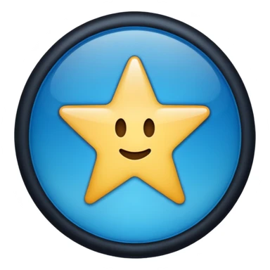 "Create a flat,  emoji featuring a badge or star-like shape with soft, rounded edges. The badge should be split vertically into two gradient shades of blue, bdeeper blue. In the center, place a bold, black checkmark symbol.and clearly recognizable as a verification or approved status icon." sticker