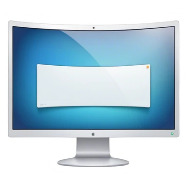 Create a professional emoji for UX/UI design. Show a curved monitor with 2 windows : one displaying white empty page, and the other showing the completed web interface. Use modern, professional colors. Do not include any emojis or smiley faces. Make the background transparent. sticker