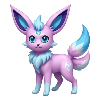 Futuristic Fluffy Celestial Magical Ethereal Glaceon-Espeon-Sylveon-Umbreon-hybrid, full bod sticker