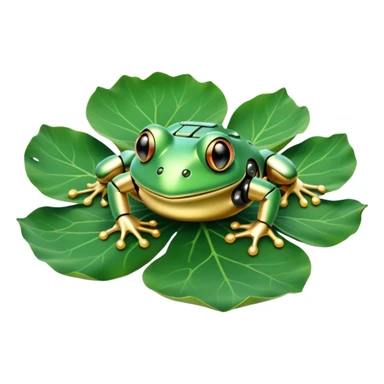 robot frog on lotus leaf sticker