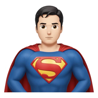 Make a Superman emoji with hands on hips, cape blowing, and the Superman "S" on the front sticker