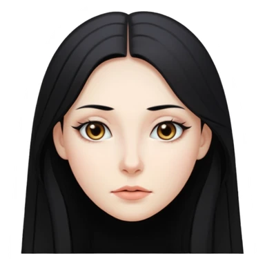 Long black hair woman no facial expression sticker