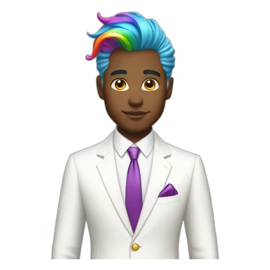 Posh-boy-with-white-suit-and-rainbow-unicorn-hair sticker
