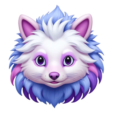 Hyper-realistic pastel wildlife Beautiful Real life wild feral Frosty Albino Shiny White with Violet and Indigo and pink markings Eevee-Liepard-Zangoose-Pokémon-Digimon-Fakémon-fusion-hybrid-creature sticker