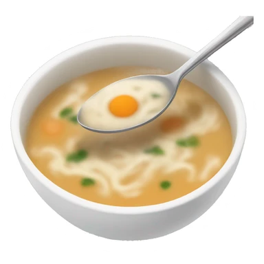 a bowl of soup with a fork sticker
