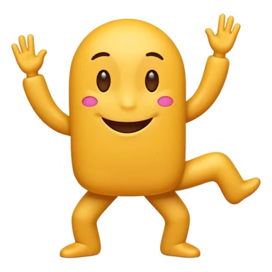 A cute 3D emoji of the English letter 'A' with cartoon arms and legs, dancing happily. Vibrant colors, expressive eyes, smiley face, high quality, white background, sticker style, glossy finish. sticker