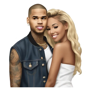 Hyper Realistic Chris Brown  Karruche Tran romantic photo  sticker