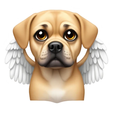 Tan puggle dog with angel wings sticker
