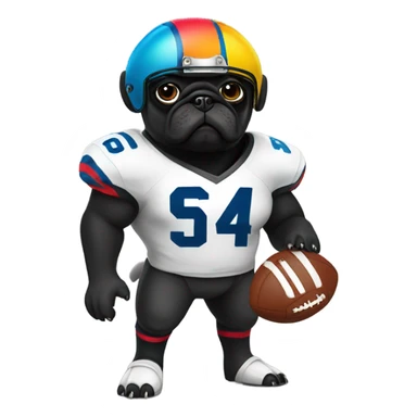 Black pug in a football uniform sticker